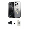 MARSİLYAN™- iPhone 15 Pro Max Kılıf Eksen Minimal Özel Seri - Siyah Bilvis Hayalet Cam Ekran Koruyucu + Raze Metal Kamera Lens - LT