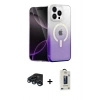 MARSİLYAN™- iPhone 15 Pro Max Kılıf Eksen Minimal Özel Seri - Siyah Bilvis Hayalet Cam Ekran Koruyucu + Raze Metal Kamera Lens - LT