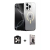 MARSİLYAN™- iPhone 15 Pro Max Kılıf Eksen Minimal Özel Seri - Siyah Bilvis Hayalet Cam Ekran Koruyucu + PVD Metal Kamera Lens - TU