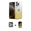 MARSİLYAN™- iPhone 15 Pro Max Kılıf Eksen Minimal Özel Seri - Siyah Buffer Cam Ekran Koruyucu + Lacivert PVD Metal Kamera Lens