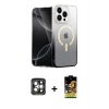 MARSİLYAN™- iPhone 15 Pro Max Kılıf Eksen Minimal Özel Seri - Siyah Buffer Cam Ekran Koruyucu + PVD Metal Kamera Lens - GI