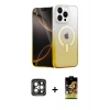 MARSİLYAN™- iPhone 15 Pro Max Kılıf Eksen Minimal Özel Seri - Siyah Buffer Cam Ekran Koruyucu + PVD Metal Kamera Lens - GI