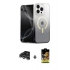 MARSİLYAN™- iPhone 15 Pro Max Kılıf Eksen Minimal Özel Seri - Siyah Buffer Cam Ekran Koruyucu + Raze Metal Kamera Lens - GS