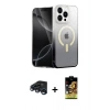 MARSİLYAN™- iPhone 15 Pro Max Kılıf Eksen Minimal Özel Seri - Siyah Buffer Cam Ekran Koruyucu + Raze Metal Kamera Lens - LT