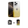MARSİLYAN™- iPhone 15 Pro Max Kılıf Eksen Minimal Özel Seri - Siyah Buffer Cam Ekran Koruyucu + Turuncu PVD Metal Kamera Lens