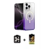 MARSİLYAN™- iPhone 15 Pro Max Kılıf Eksen Minimal Özel Seri - Siyah Buffer Cam Ekran Koruyucu + Turuncu PVD Metal Kamera Lens