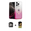 MARSİLYAN™- iPhone 15 Pro Max Kılıf Eksen Minimal Özel Seri - Siyah Buffer Cam Ekran Koruyucu + Turuncu PVD Metal Kamera Lens