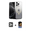 MARSİLYAN™- iPhone 15 Pro Max Kılıf Eksen Minimal Özel Seri - Siyah Buffer Hayalet Cam Ekran Koruyucu + PVD Metal Kamera Lens - GI