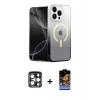 MARSİLYAN™- iPhone 15 Pro Max Kılıf Eksen Minimal Özel Seri - Siyah Buffer Hayalet Cam Ekran Koruyucu + Lacivert PVD Metal Kamera Lens