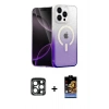 MARSİLYAN™- iPhone 15 Pro Max Kılıf Eksen Minimal Özel Seri - Siyah Buffer Hayalet Cam Ekran Koruyucu + Lacivert PVD Metal Kamera Lens