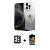 MARSİLYAN™- iPhone 15 Pro Max Kılıf Eksen Minimal Özel Seri - Siyah Buffer Hayalet Cam Ekran Koruyucu + PVD Metal Kamera Lens - SH