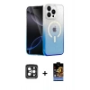 MARSİLYAN™- iPhone 15 Pro Max Kılıf Eksen Minimal Özel Seri - Siyah Buffer Hayalet Cam Ekran Koruyucu + PVD Metal Kamera Lens - SH