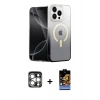 MARSİLYAN™- iPhone 15 Pro Max Kılıf Eksen Minimal Özel Seri - Siyah Buffer Hayalet Cam Ekran Koruyucu + PVD Metal Kamera Lens - GS