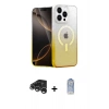 MARSİLYAN™- iPhone 15 Pro Max Kılıf Eksen Minimal Özel Seri - Siyah Joko Magic 5D Cam + Gümüş Raze Metal Kamera Lens