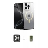 MARSİLYAN™- iPhone 15 Pro Max Kılıf Eksen Minimal Özel Seri - Siyah Joko Magic 5D Hayalet Cam + PVD Metal Kamera Lens - GI
