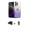 MARSİLYAN™- iPhone 15 Pro Max Kılıf Eksen Minimal Özel Seri - Siyah Joko Magic 5D Hayalet Cam + Lacivert Raze Metal Kamera Lens