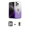 MARSİLYAN™- iPhone 15 Pro Max Kılıf Eksen Minimal Özel Seri - Siyah Joko Magic 5D Hayalet Cam + PVD Metal Kamera Lens - GS
