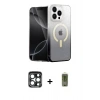 MARSİLYAN™- iPhone 15 Pro Max Kılıf Eksen Minimal Özel Seri - Siyah Joko Magic 5D Hayalet Cam + PVD Metal Kamera Lens - LT