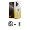 MARSİLYAN™- iPhone 15 Pro Max Kılıf Eksen Minimal Özel Seri - Siyah Joko Magic 5D Hayalet Cam + PVD Metal Kamera Lens - LT