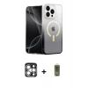 MARSİLYAN™- iPhone 15 Pro Max Kılıf Eksen Minimal Özel Seri - Siyah Joko Magic 5D Hayalet Cam + PVD Metal Kamera Lens - GS