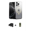 MARSİLYAN™- iPhone 15 Pro Max Kılıf Eksen Minimal Özel Seri - Siyah Joko Magic 5D Hayalet Cam + Raze Metal Kamera Lens - TMGI