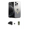MARSİLYAN™- iPhone 15 Pro Max Kılıf Eksen Minimal Özel Seri - Siyah Joko Magic 5D Hayalet Cam + Raze Metal Kamera Lens - SH