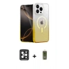 MARSİLYAN™- iPhone 15 Pro Max Kılıf Eksen Minimal Özel Seri - Siyah Joko Magic 5D Hayalet Cam + Siyah PVD Metal Kamera Lens