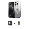 MARSİLYAN™- iPhone 15 Pro Max Kılıf Eksen Minimal Özel Seri - Siyah Joko Magic 5D Hayalet Cam + Siyah PVD Metal Kamera Lens