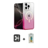 MARSİLYAN™- iPhone 15 Pro Max Kılıf Eksen Minimal Özel Seri - Siyah Polymer Nano Ekran Koruyucu + Gri PVD Metal Kamera Lens