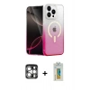 MARSİLYAN™- iPhone 15 Pro Max Kılıf Eksen Minimal Özel Seri - Siyah Polymer Nano Ekran Koruyucu + PVD Metal Kamera Lens - GS
