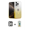 MARSİLYAN™- iPhone 15 Pro Max Kılıf Eksen Minimal Özel Seri - Siyah Polymer Nano Ekran Koruyucu + PVD Metal Kamera Lens - GS