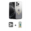 MARSİLYAN™- iPhone 15 Pro Max Kılıf Eksen Minimal Özel Seri - Siyah Polymer Nano Ekran Koruyucu + PVD Metal Kamera Lens - GS