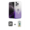 MARSİLYAN™- iPhone 15 Pro Max Kılıf Eksen Minimal Özel Seri - Siyah Polymer Nano Ekran Koruyucu + PVD Metal Kamera Lens - GI