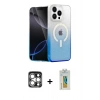 MARSİLYAN™- iPhone 15 Pro Max Kılıf Eksen Minimal Özel Seri - Siyah Polymer Nano Ekran Koruyucu + PVD Metal Kamera Lens - GS