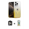 MARSİLYAN™- iPhone 15 Pro Max Kılıf Eksen Minimal Özel Seri - Siyah Polymer Nano Ekran Koruyucu + PVD Metal Kamera Lens - TU