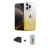 MARSİLYAN™- iPhone 15 Pro Max Kılıf Eksen Minimal Özel Seri - Siyah Polymer Nano Ekran Koruyucu + Raze Metal Kamera Lens - LT
