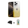 MARSİLYAN™- iPhone 15 Pro Max Kılıf Eksen Minimal Özel Seri - Siyah Polymer Nano Ekran Koruyucu + Raze Metal Kamera Lens - SH
