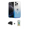 MARSİLYAN™- iPhone 15 Pro Max Kılıf Eksen Minimal Özel Seri - Siyah Polymer Nano Ekran Koruyucu + Raze Metal Kamera Lens - SH