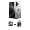 MARSİLYAN™- iPhone 15 Pro Max Kılıf Eksen Minimal Özel Seri - Siyah Vanessa Magic Cam + PVD Metal Kamera Lens - GI