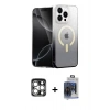 MARSİLYAN™- iPhone 15 Pro Max Kılıf Eksen Minimal Özel Seri - Siyah Vanessa Magic Cam + Gümüş PVD Metal Kamera Lens