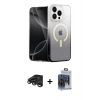 MARSİLYAN™- iPhone 15 Pro Max Kılıf Eksen Minimal Özel Seri - Siyah Vanessa Magic Cam + Titanyum Gri Raze Metal Kamera Lens