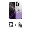MARSİLYAN™- iPhone 15 Pro Max Kılıf Eksen Minimal Özel Seri - Siyah Vanessa Magic Hayalet Cam + Gümüş PVD Metal Kamera Lens