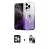 MARSİLYAN™- iPhone 15 Pro Max Kılıf Eksen Minimal Özel Seri - Siyah Vanessa Magic Hayalet Cam + PVD Metal Kamera Lens - GI