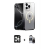 MARSİLYAN™- iPhone 15 Pro Max Kılıf Eksen Minimal Özel Seri - Siyah Vanessa Magic Hayalet Cam + PVD Metal Kamera Lens - GI