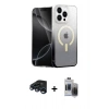 MARSİLYAN™- iPhone 15 Pro Max Kılıf Eksen Minimal Özel Seri - Siyah Vanessa Magic Hayalet Cam + Raze Metal Kamera Lens - LT