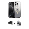 MARSİLYAN™- iPhone 15 Pro Max Kılıf Eksen Minimal Özel Seri - Siyah Vanessa Magic Hayalet Cam + Raze Metal Kamera Lens - GS