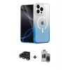 MARSİLYAN™- iPhone 15 Pro Max Kılıf Eksen Minimal Özel Seri - Siyah Vanessa Magic Hayalet Cam + Raze Metal Kamera Lens - LT