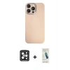 MARSİLYAN™- iPhone 15 Pro Max Kılıf Eksen Prime - Şeffaf Pasifik Cam Ekran Koruyucu + PVD Metal Kamera Lens - SH