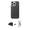 MARSİLYAN™- iPhone 15 Pro Max Kılıf Eksen Prime - Şeffaf Pasifik Cam Ekran Koruyucu + Raze Metal Kamera Lens - TMGI