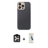 MARSİLYAN™- iPhone 15 Pro Max Kılıf Eksen Prime - Şeffaf Pasifik Cam Ekran Koruyucu + PVD Metal Kamera Lens - TU
